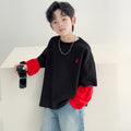 Boys' Casual Long Sleeve Faux Layered Sweatshirt T-Shirt for Big Kids Autumn Winter