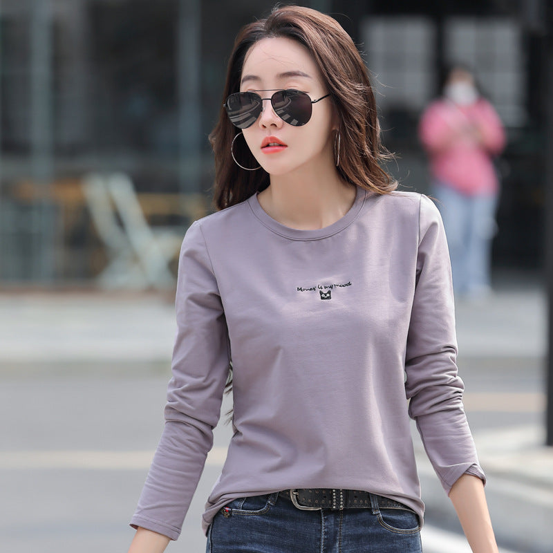 Round neck long sleeved T-shirt for women