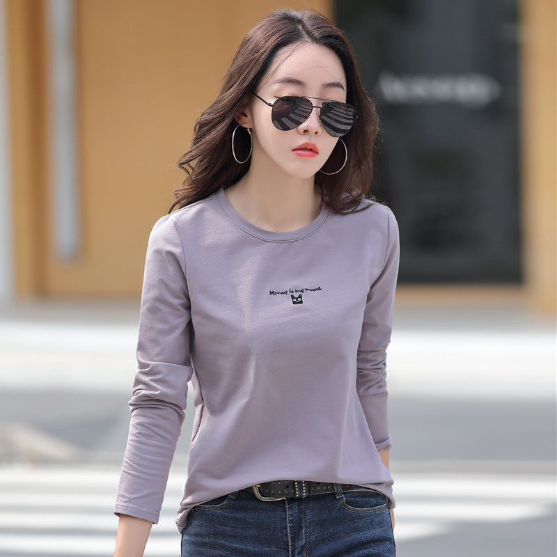 Round neck long sleeved T-shirt for women